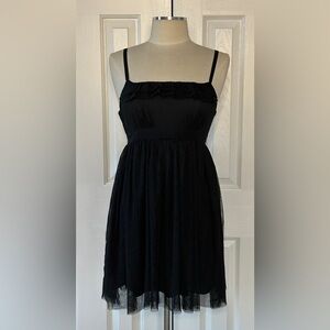 Xhilaration Black Chiffon Empire Waist Dress with Adjustable Straps – Size S